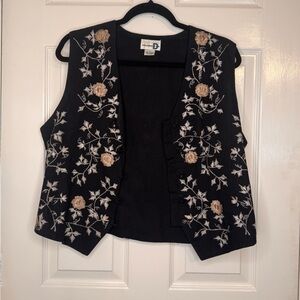 Paul Harris Design Black Vest with floral embroidery